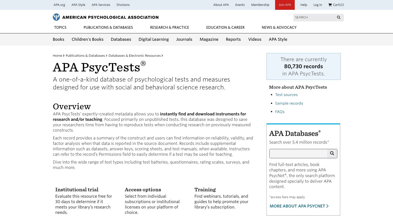 APA PsycTests (American Psychological Association)