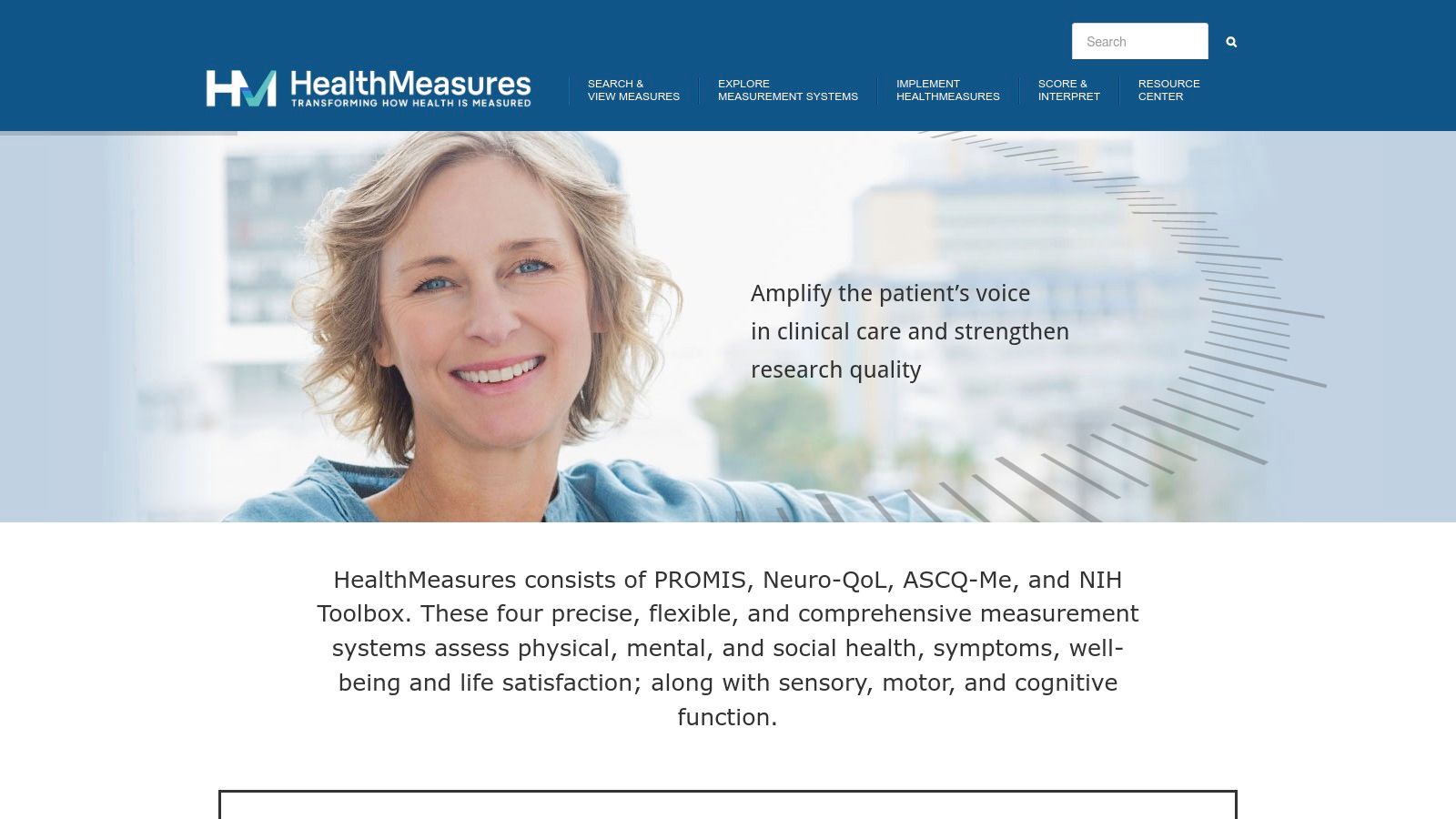 HealthMeasures (PROMIS, NIH Toolbox, Neuro-QoL)