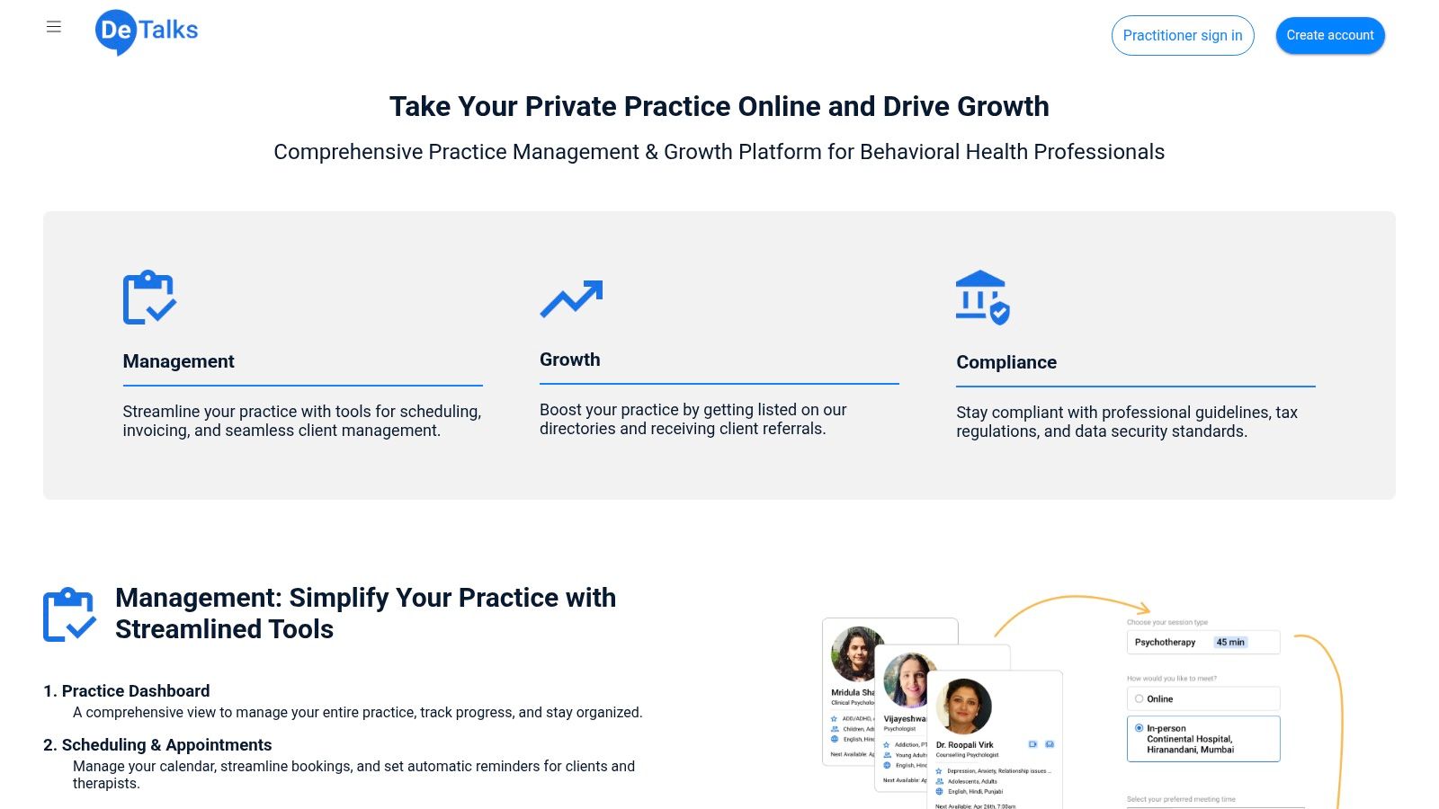 DeTalks for Therapists | All‑in‑One Practice Management Solution