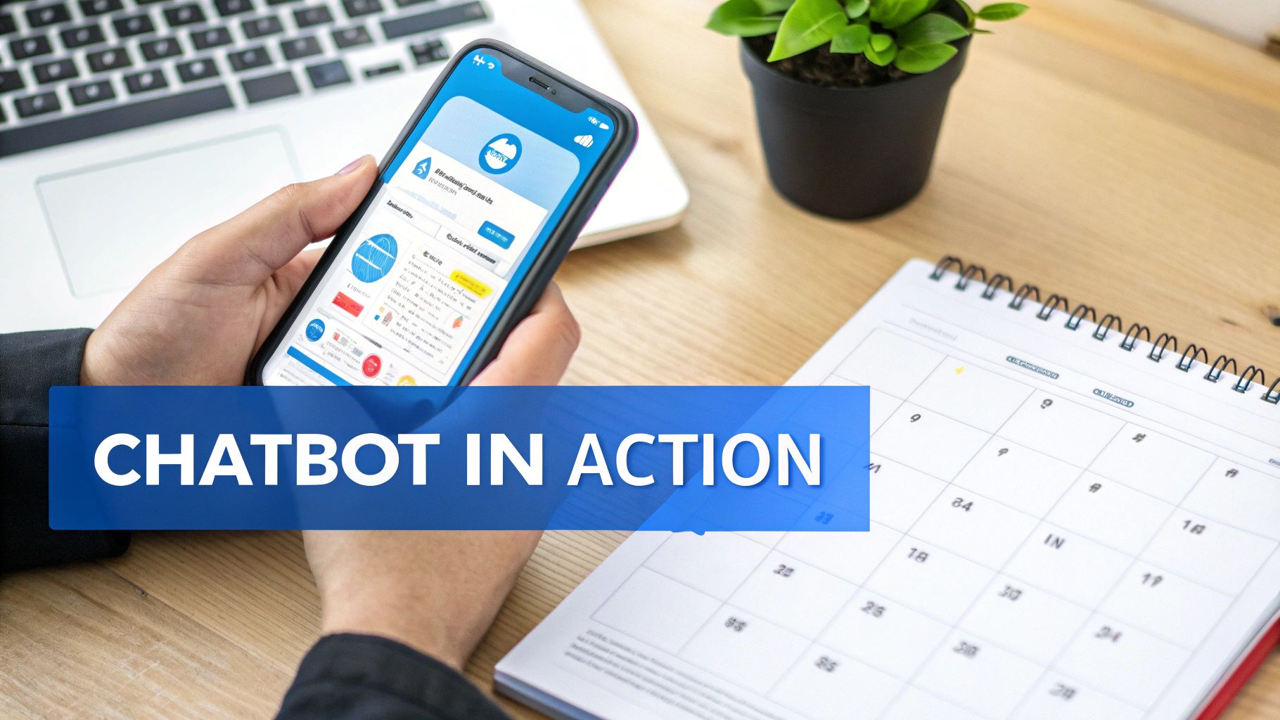 A visual representation of an AI chatbot working across different business departments like support, sales, and operations.