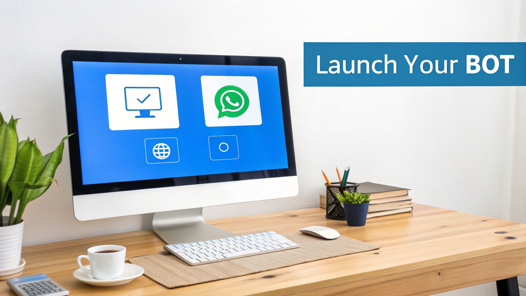 A person building a chatbot flow on a computer screen, signifying the practical setup process.