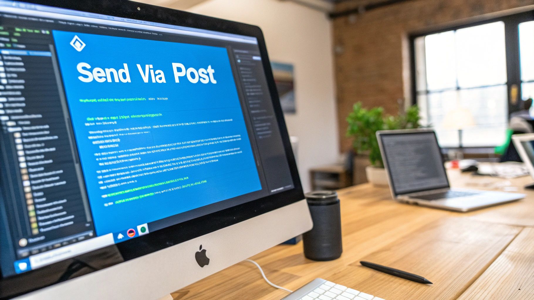 A visual representation of data being sent from one app to another using a POST request
