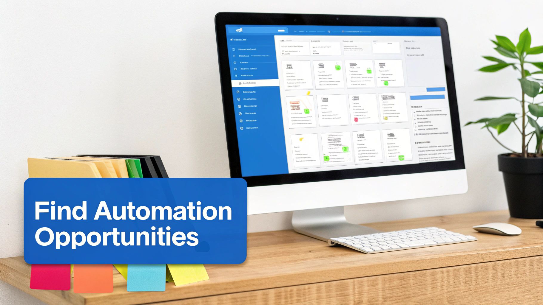 A person analysing customer interaction data on a screen to identify automation opportunities.