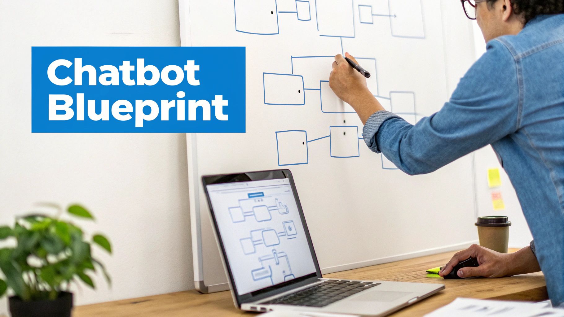 Woman organizing digital files on a futuristic screen, representing structuring chatbot knowledge