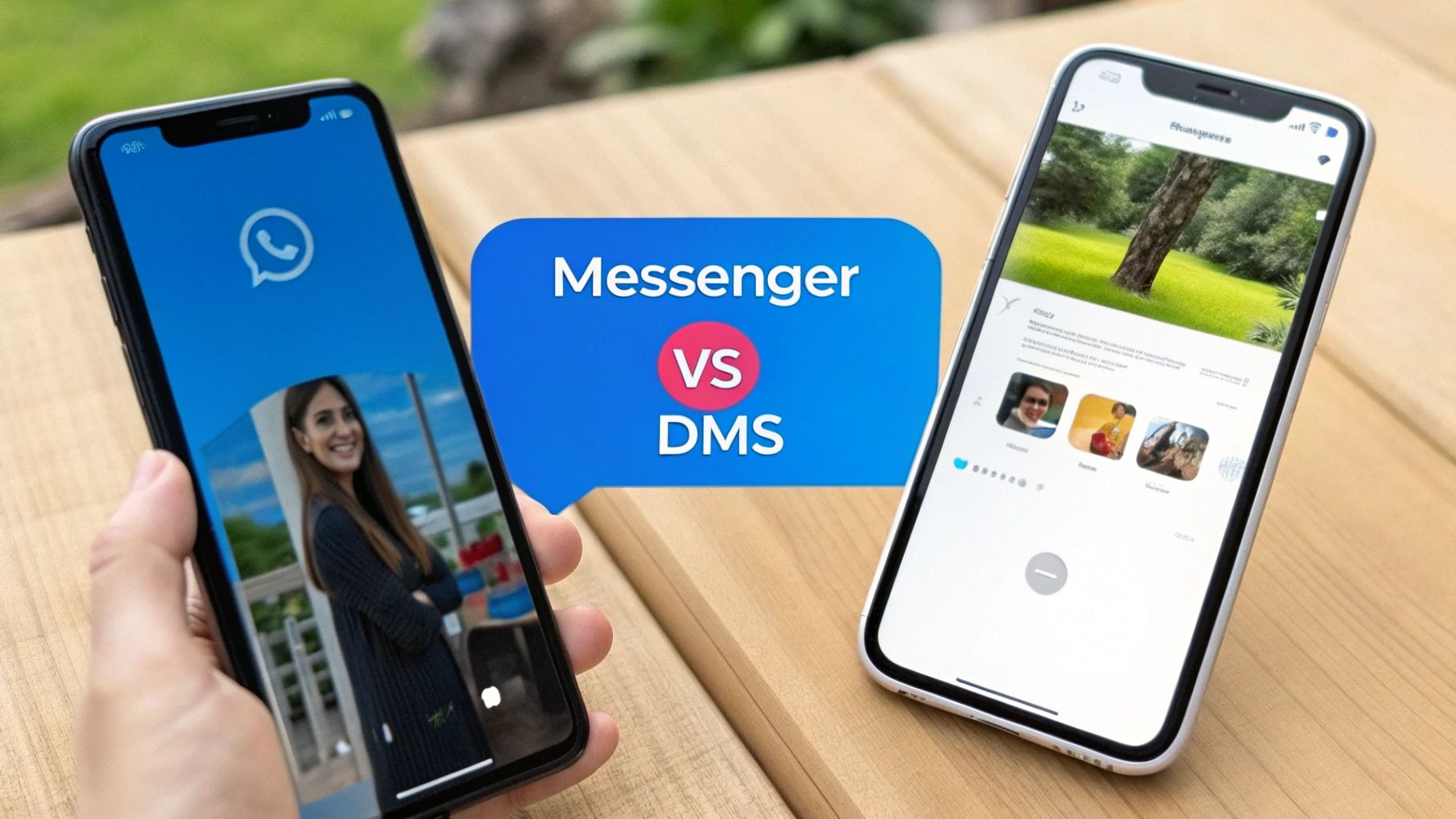A smartphone displaying the Facebook Messenger and Instagram app icons side-by-side.