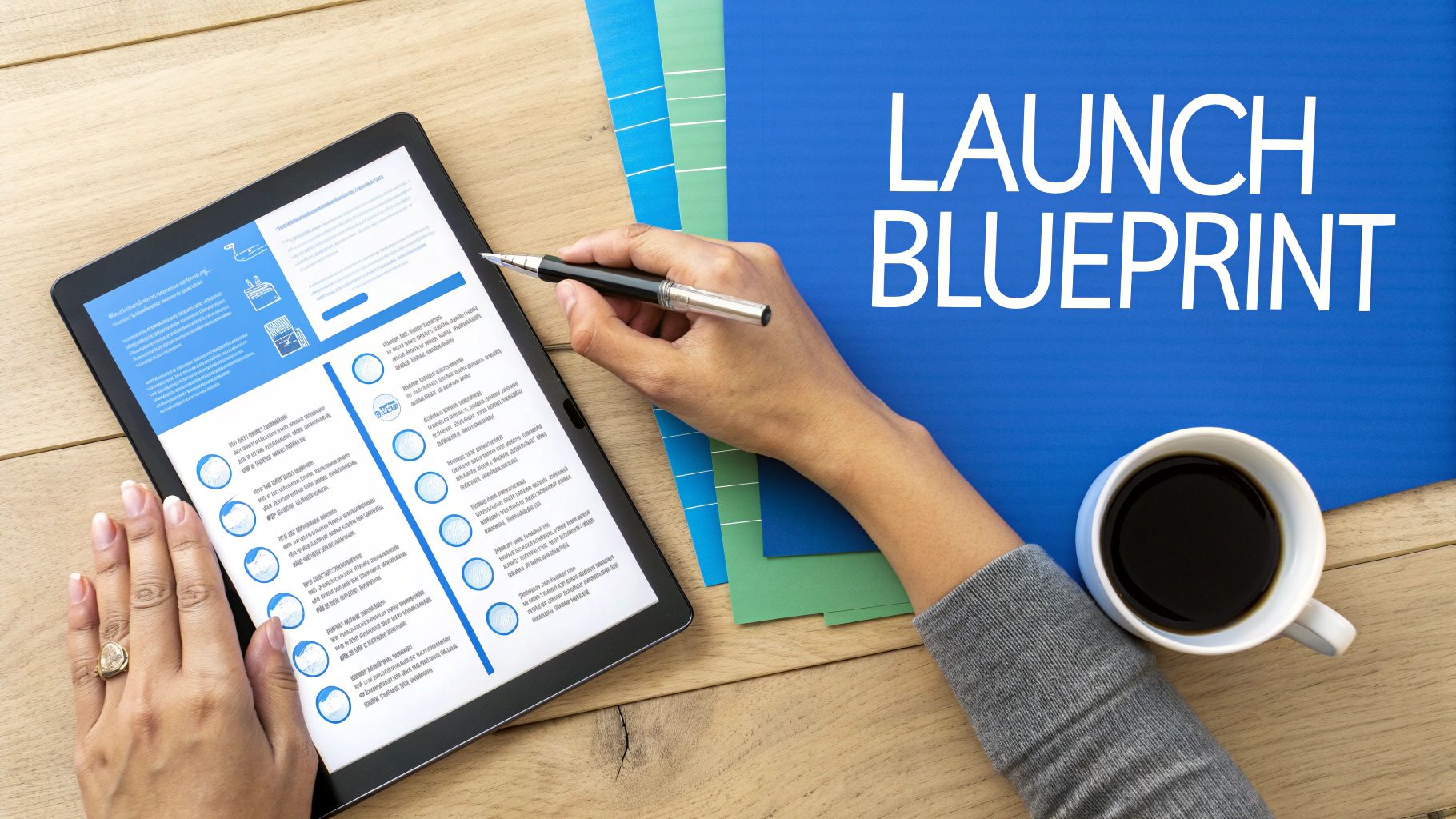 An illustration showing a blueprint with gears and chatbot icons, symbolizing the strategic planning of an HR chatbot implementation.