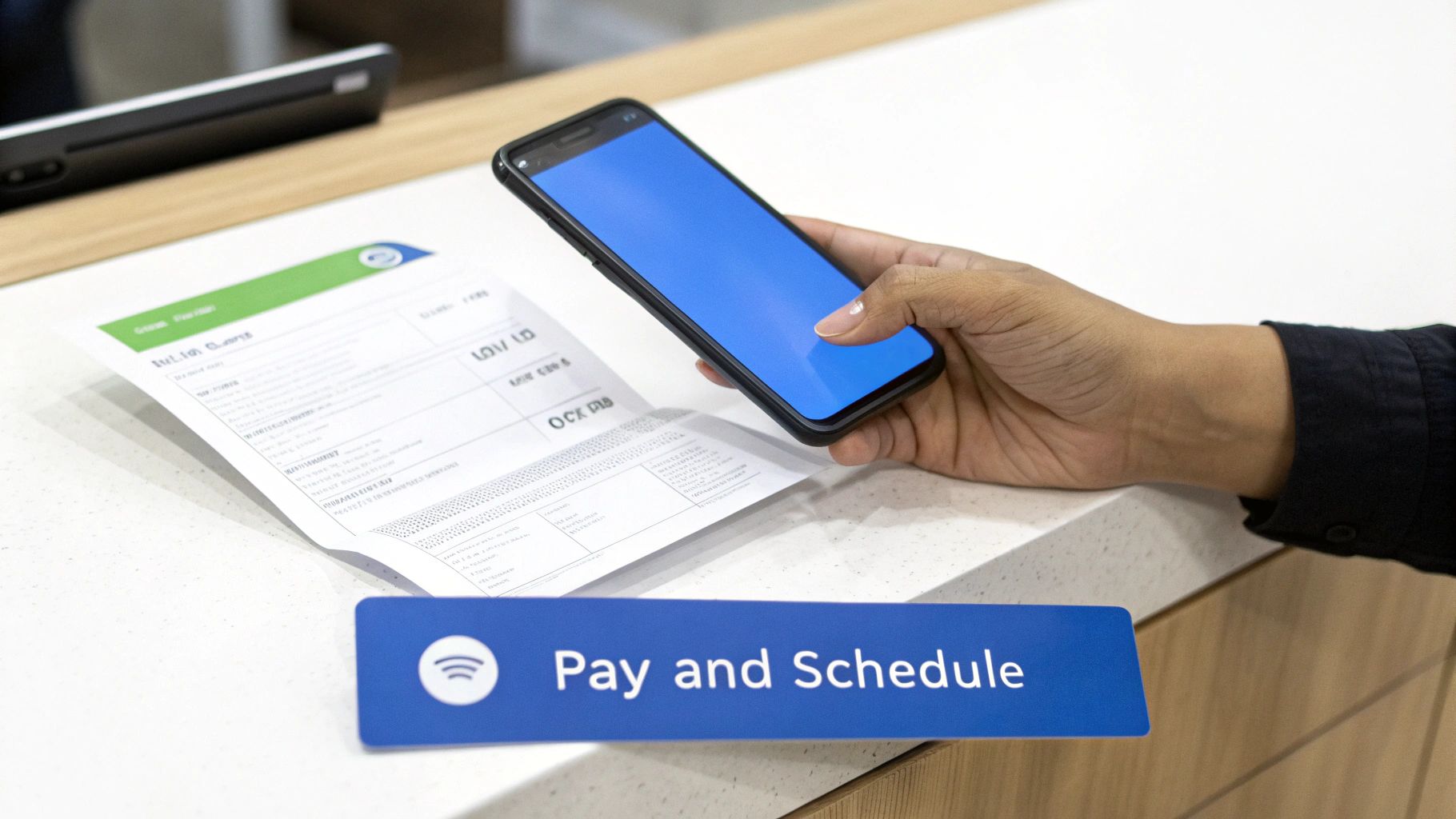 A calendar and a bank card, representing the process of paying visa fees and scheduling an appointment.