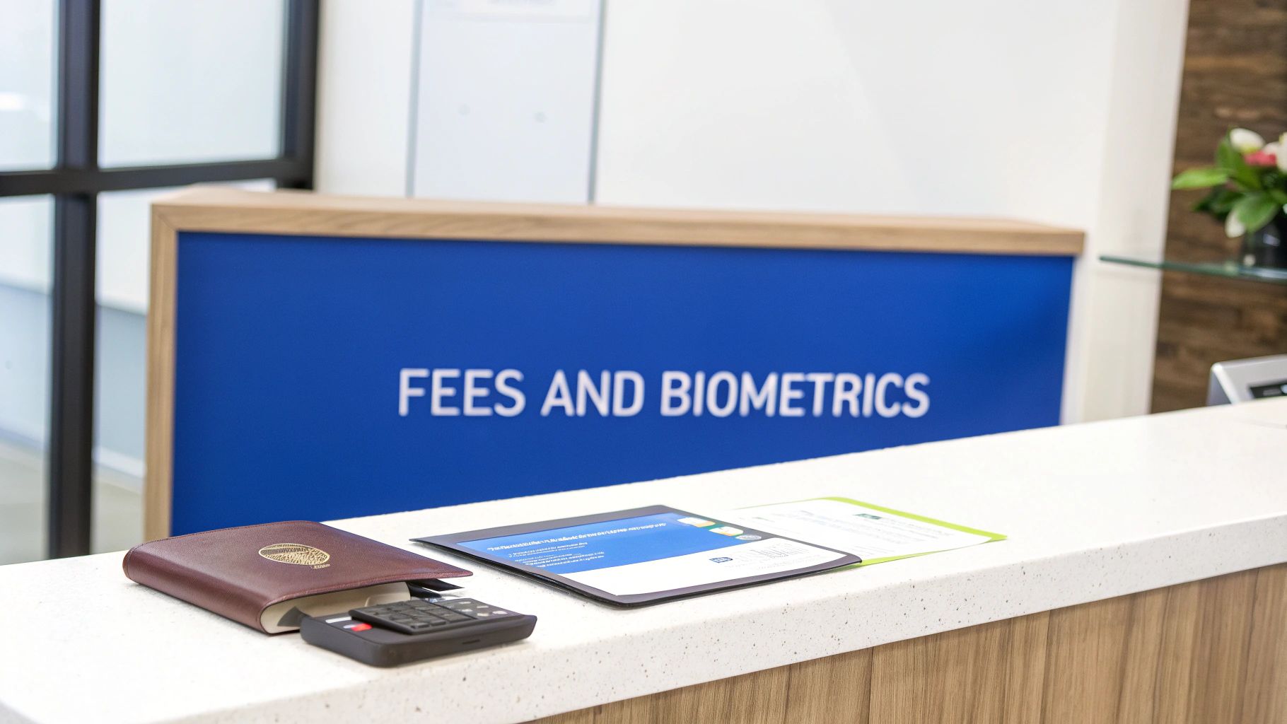 A person having their fingerprints scanned for biometrics.