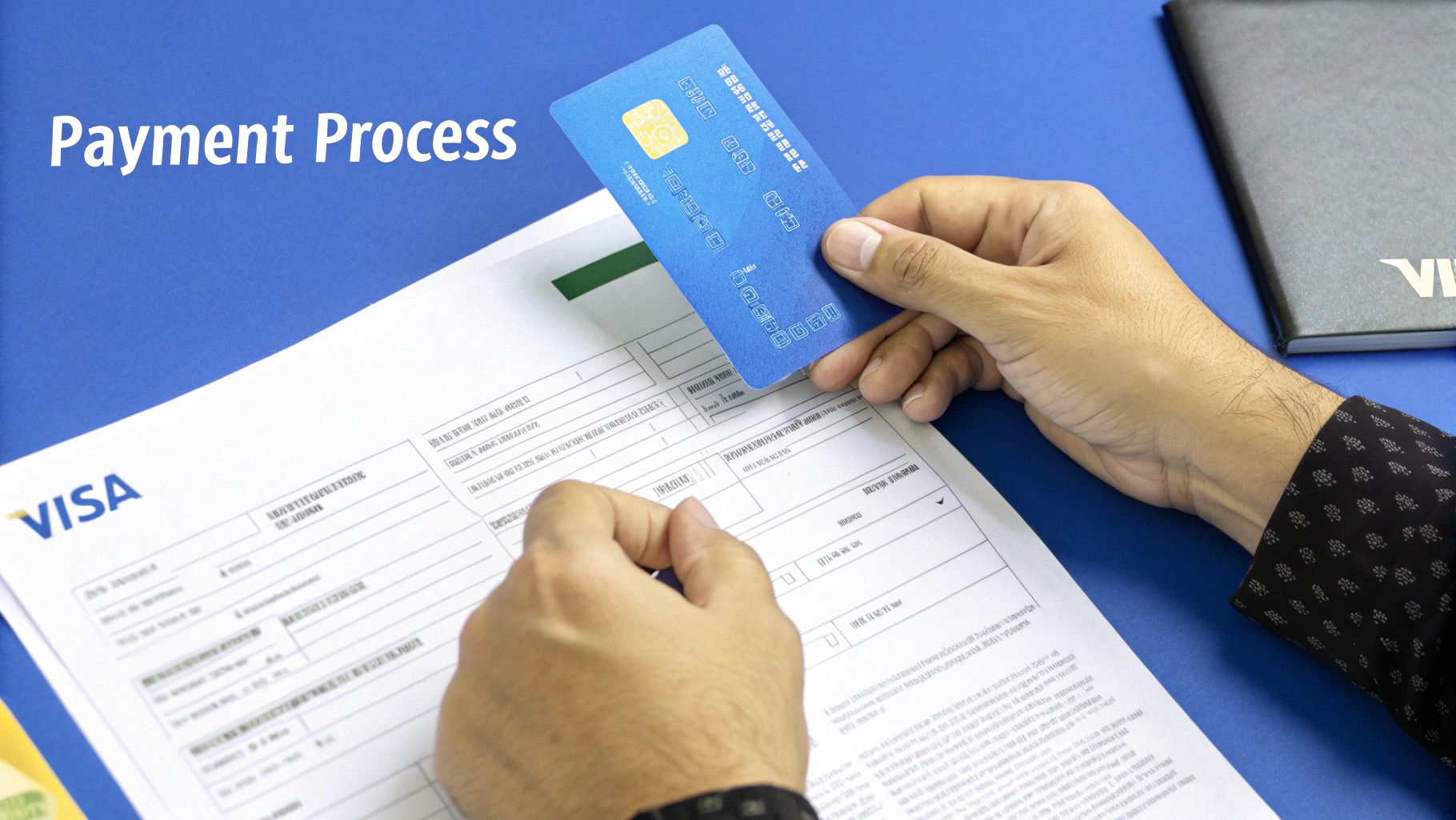 A person paying online with a credit card