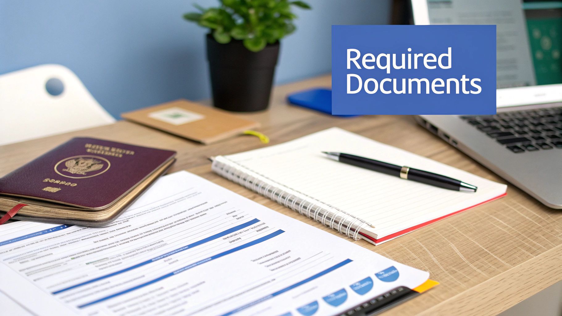 A person reviewing a checklist of documents for a Canadian work permit application.