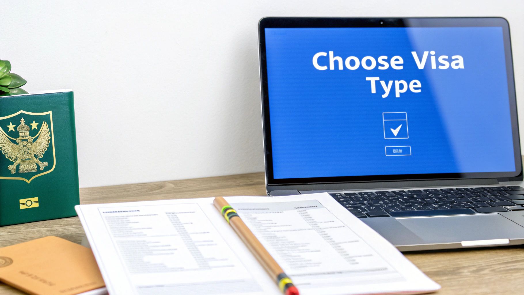 Group of people preparing documents for a visa application