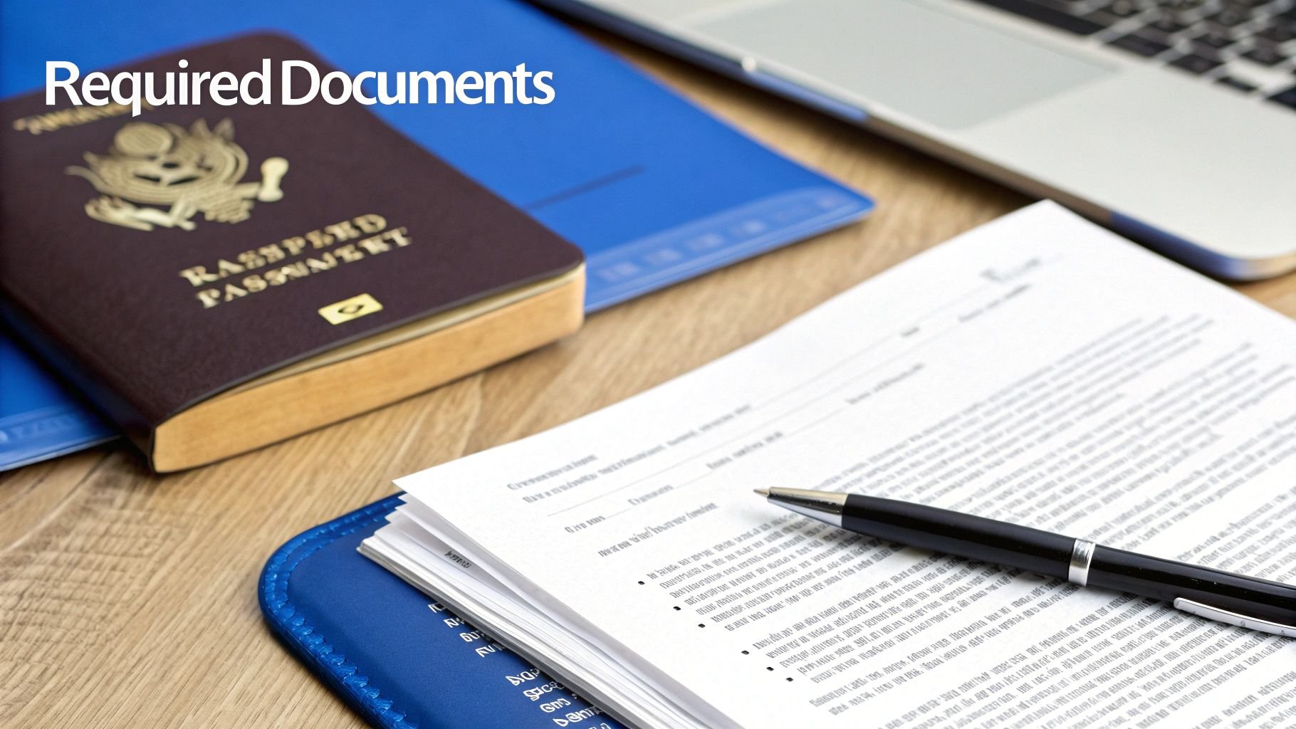 Two individuals, one appearing to be an immigration advisor, reviewing documents at a desk, symbolising the focused preparation needed for a UK visa application.