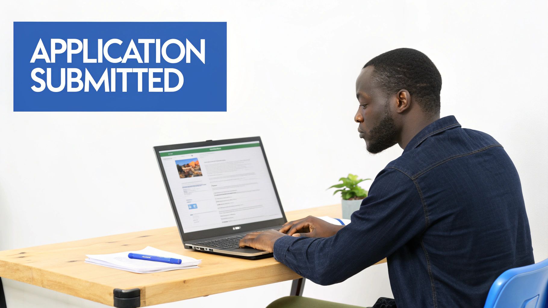 A person anxiously checks their phone for updates on a visa application.