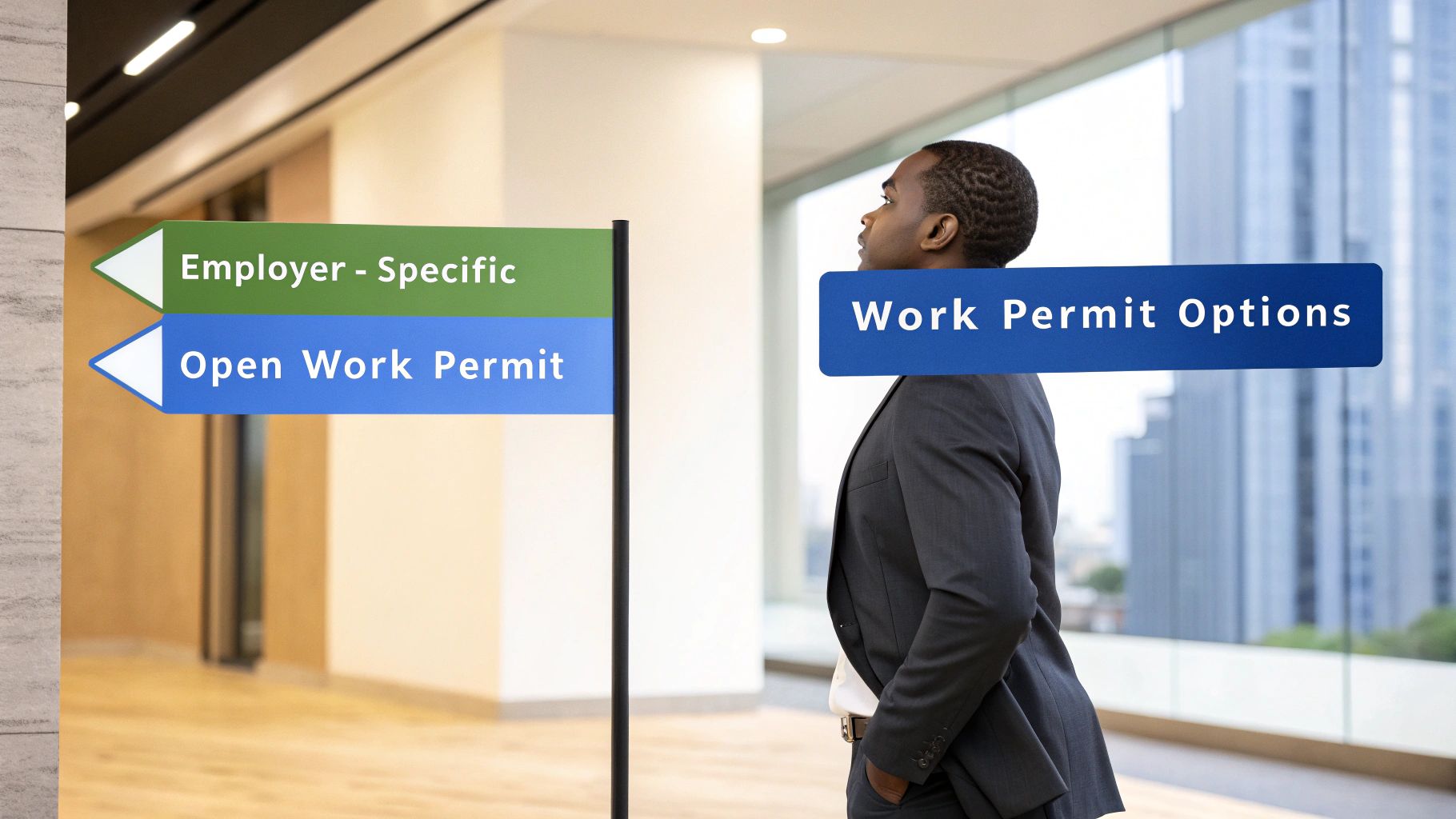 A person diligently organizing documents at a desk, with a laptop open and a Canadian flag visible in the background.