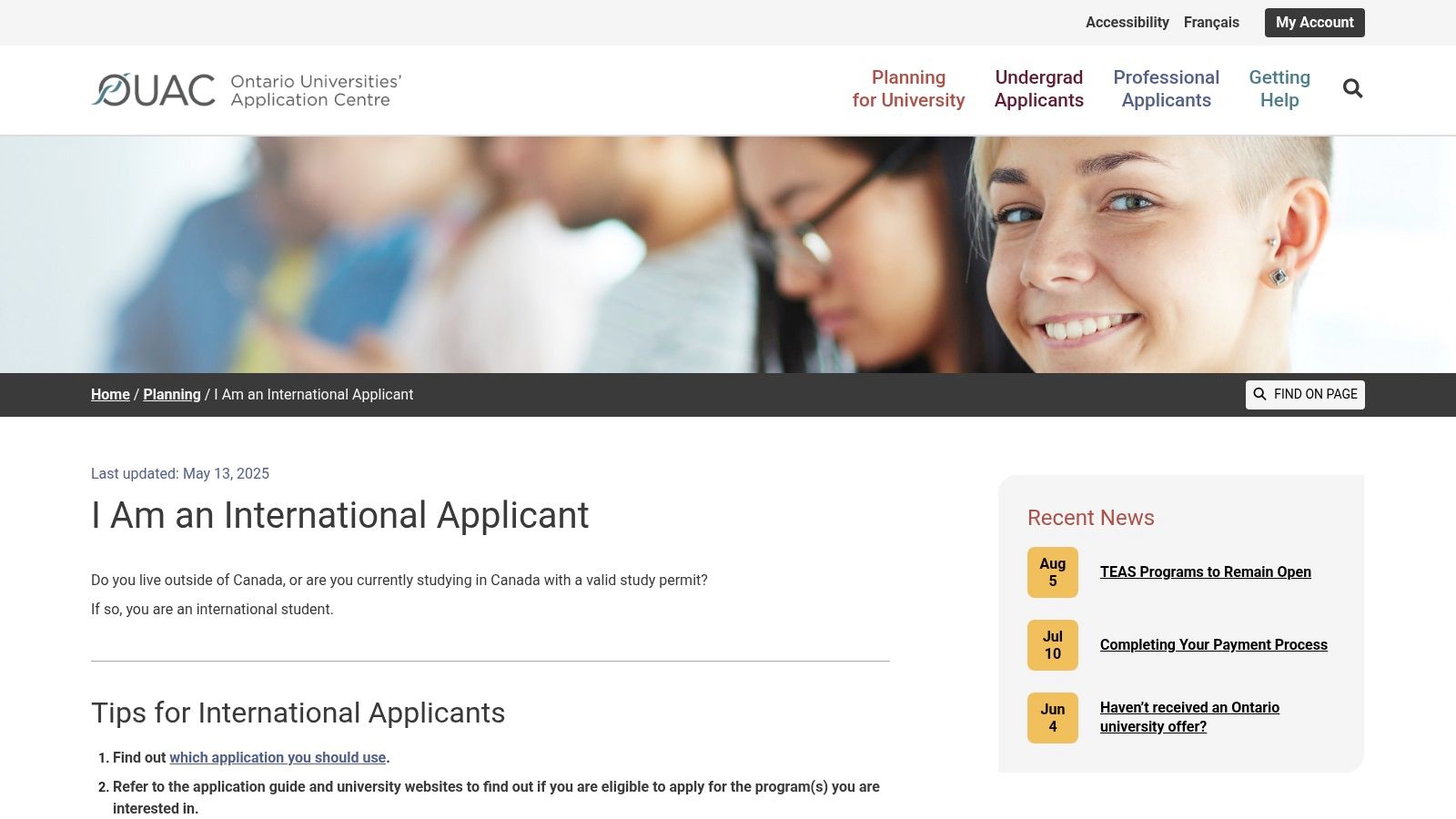 OUAC (Ontario Universities’ Application Centre) – Centralized Application Portal