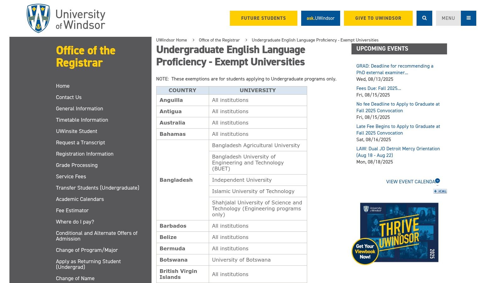 University of Windsor – English Language Proficiency Exemptions and Duolingo Acceptance