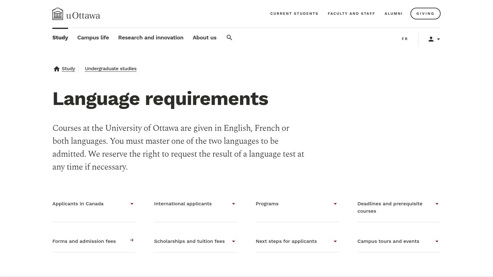 University of Ottawa – Language Requirements and Exemptions