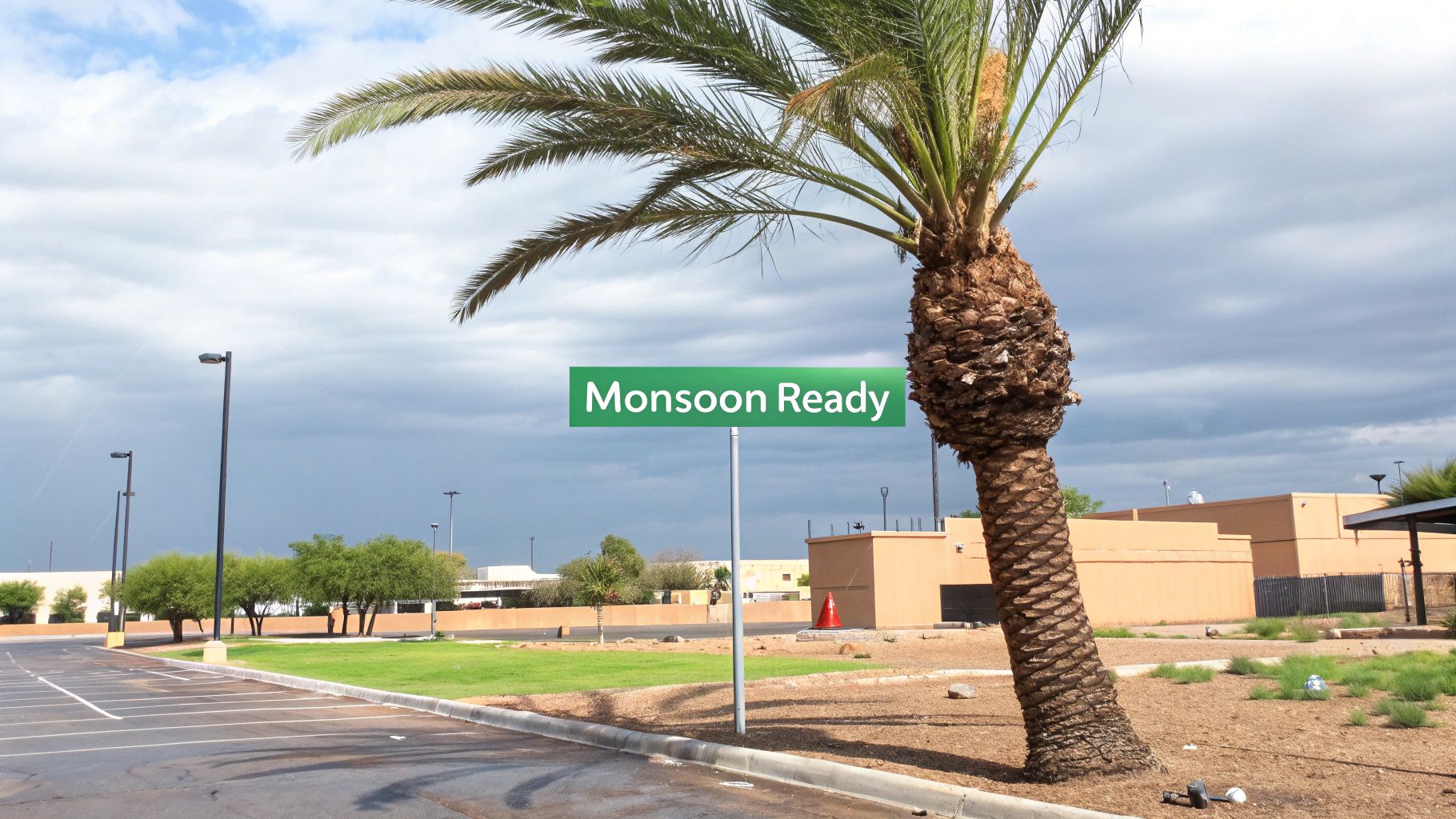 A perfectly trimmed, healthy palm tree against a clear blue sky, showcasing the curb appeal of professional tree care.
