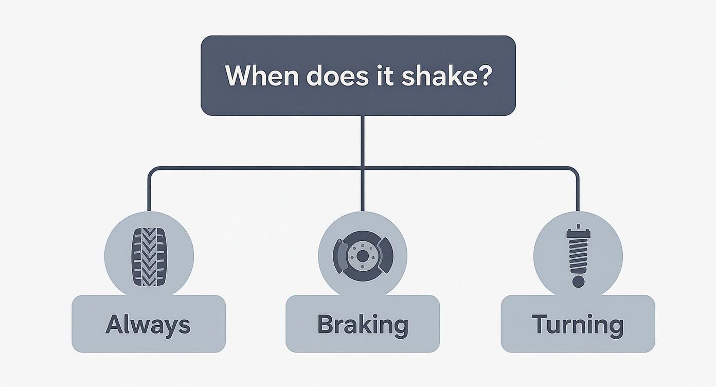 Infographic about what causes steering wheel vibration