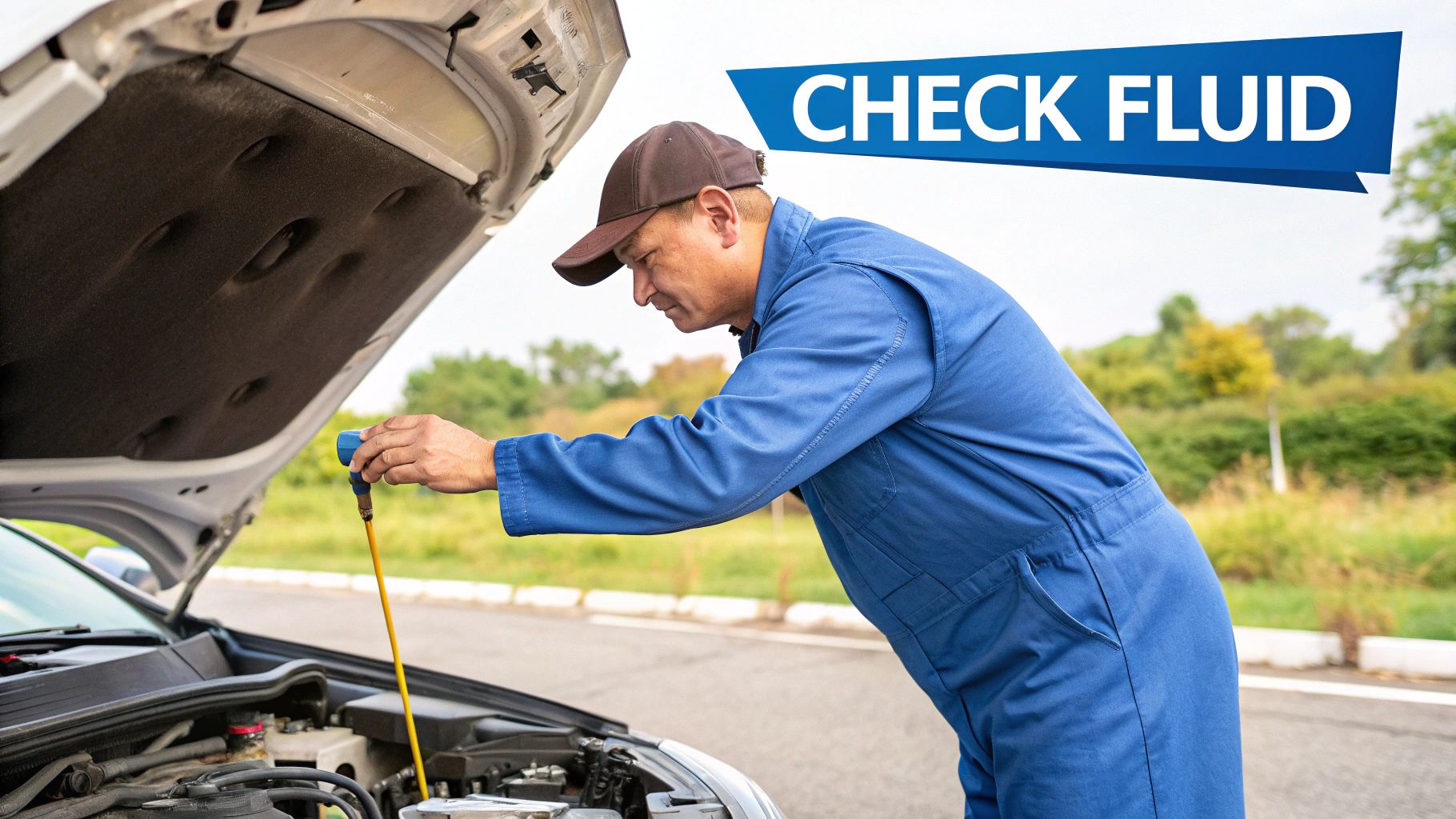 Checking transmission fluid with a dipstick