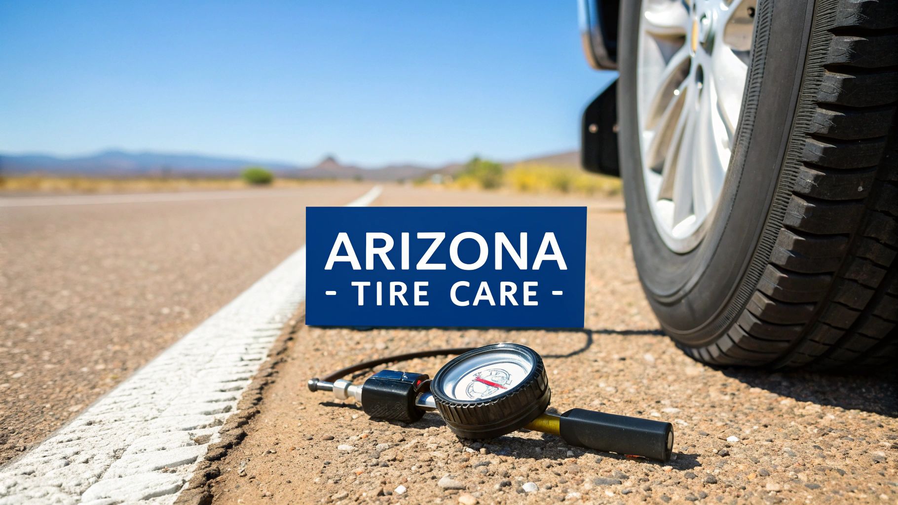 Technician checking tire pressure on a car