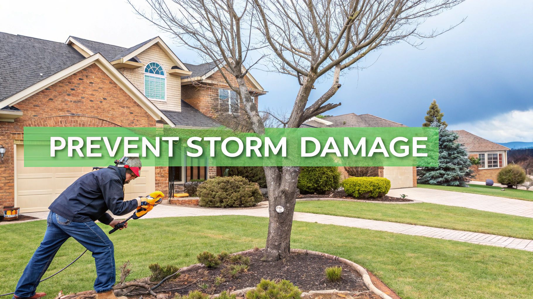A healthy, well-maintained tree canopy under a clear blue sky.