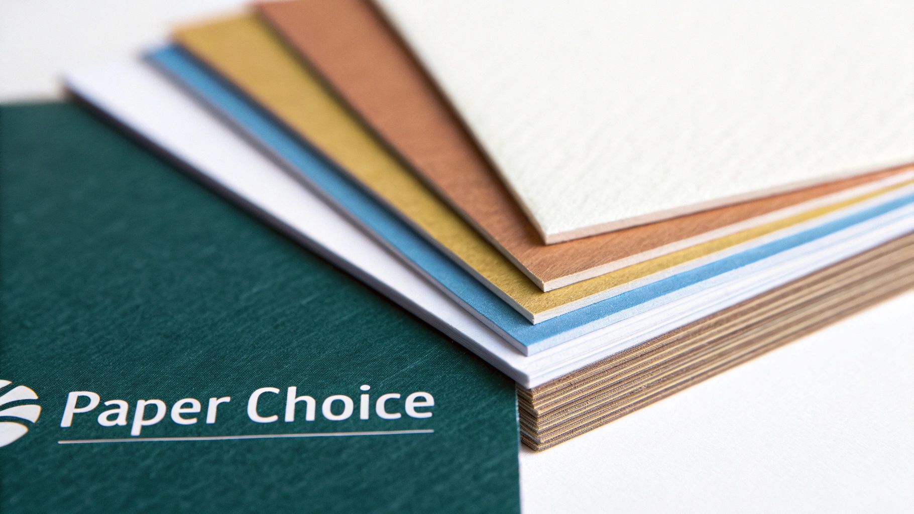 Several different business cards fanned out, showcasing a variety of paper textures and thicknesses.