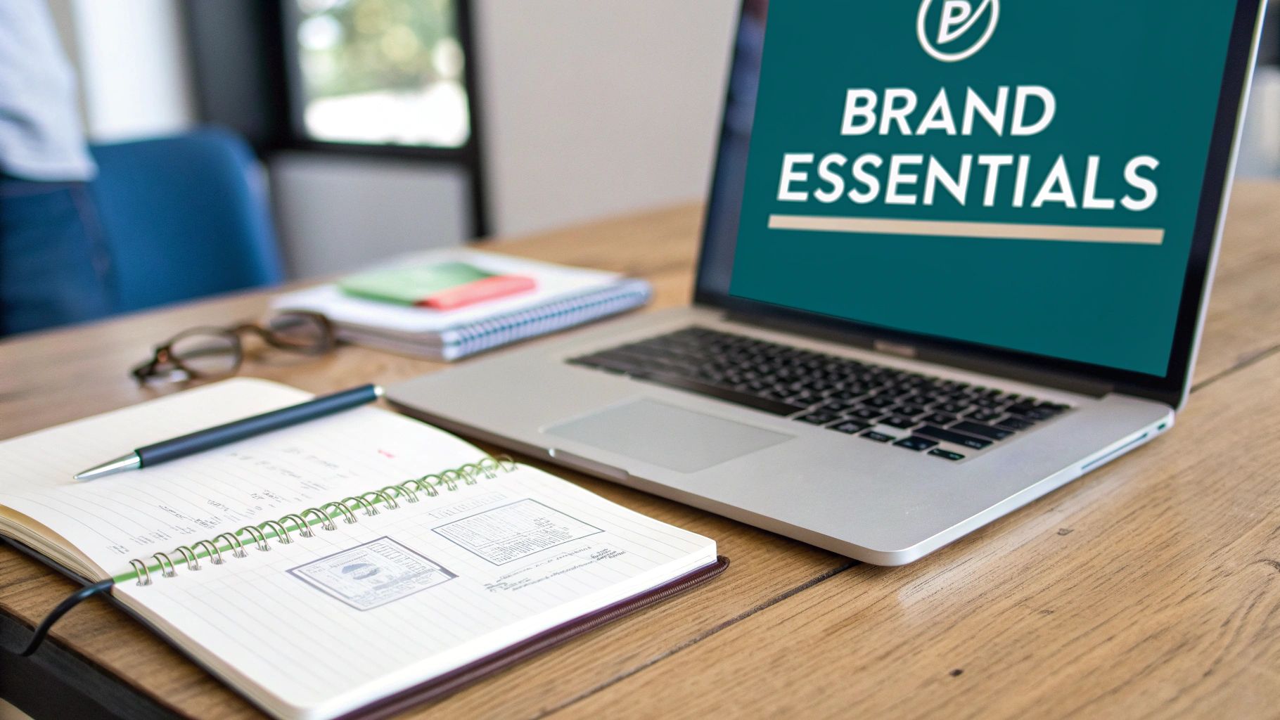 A person holding a stack of newly printed business cards, with a blurred office background.