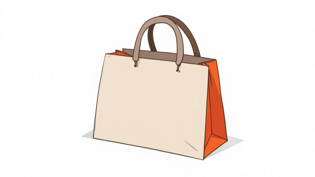 A close-up of a perfectly printed logo on a custom shopping bag