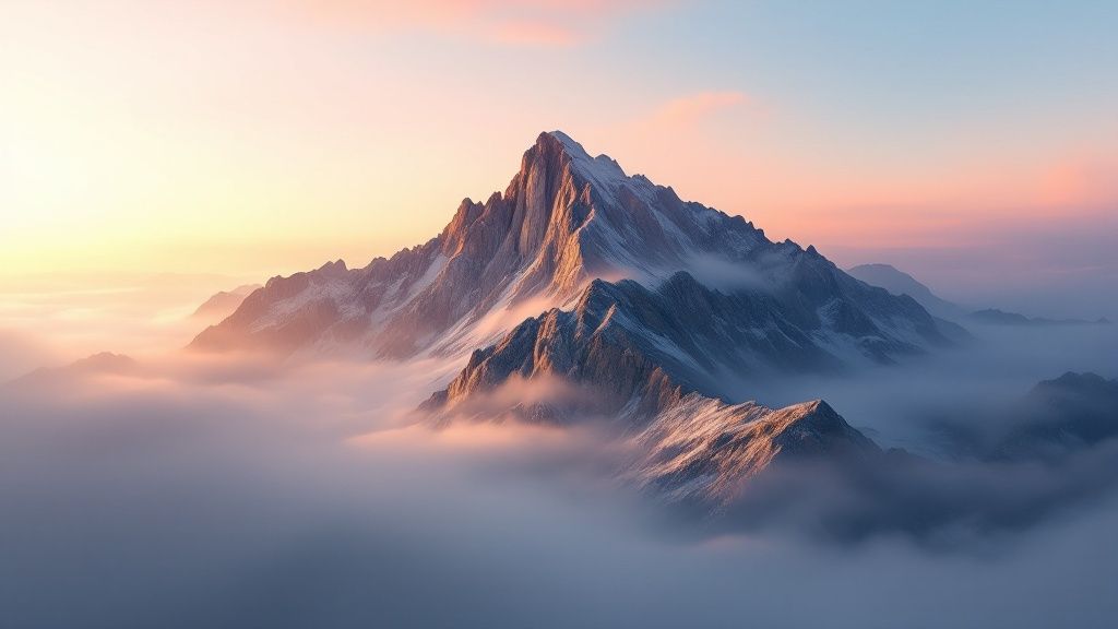 A postcard with a stunning, high-resolution photo of a tropical beach at sunset, with minimal white text overlaid for a travel promotion.
