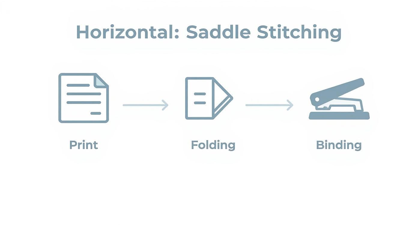 Infographic about what is saddle stitch binding