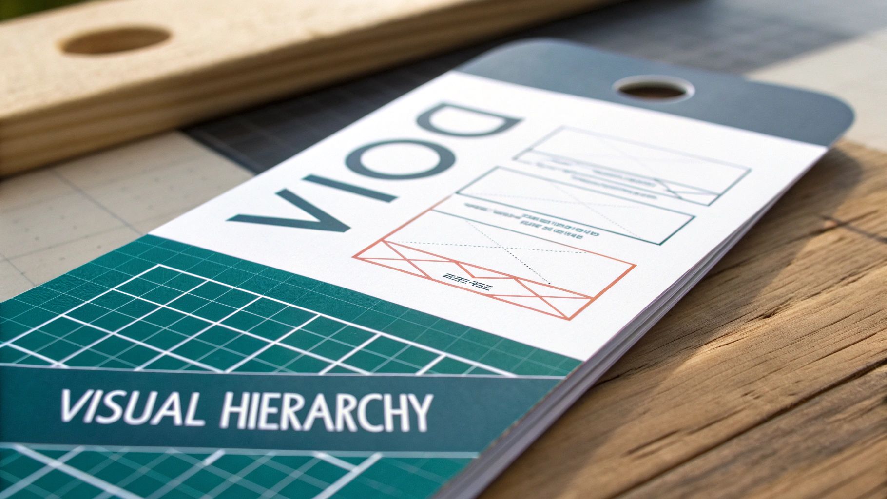 A close-up of a door hanger design featuring bold text and colorful graphics.