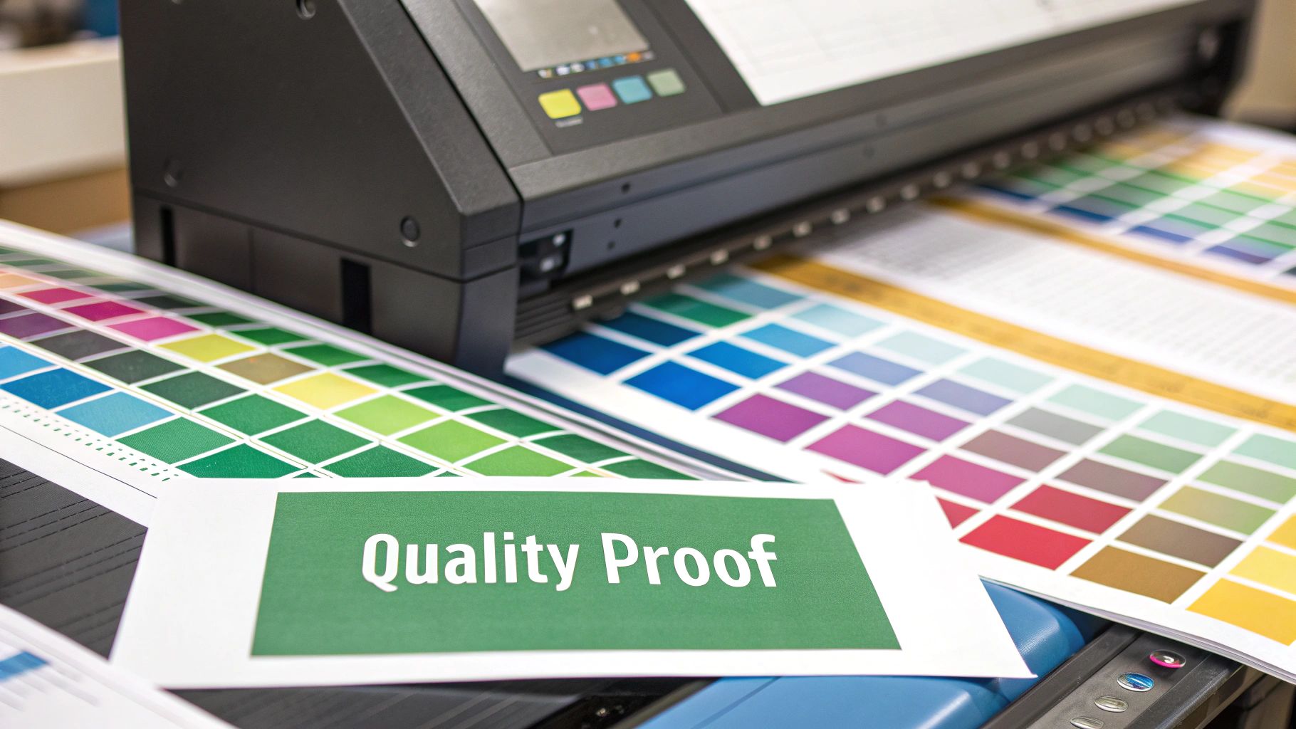 A stack of finished printed materials, emphasizing the importance of post-production quality control.
