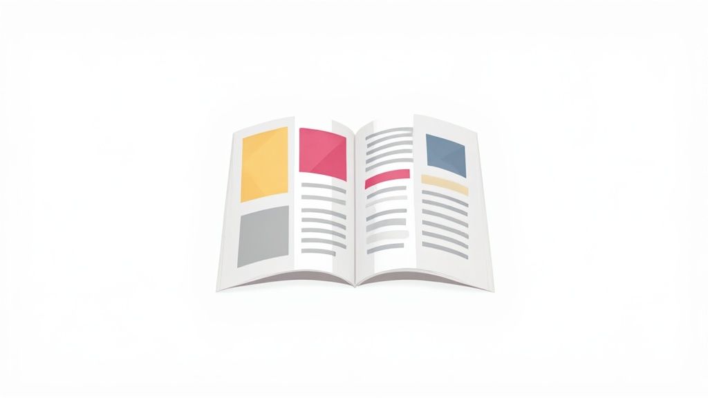 A close-up shot of a high-quality print brochure, showcasing crisp text and vibrant colors.