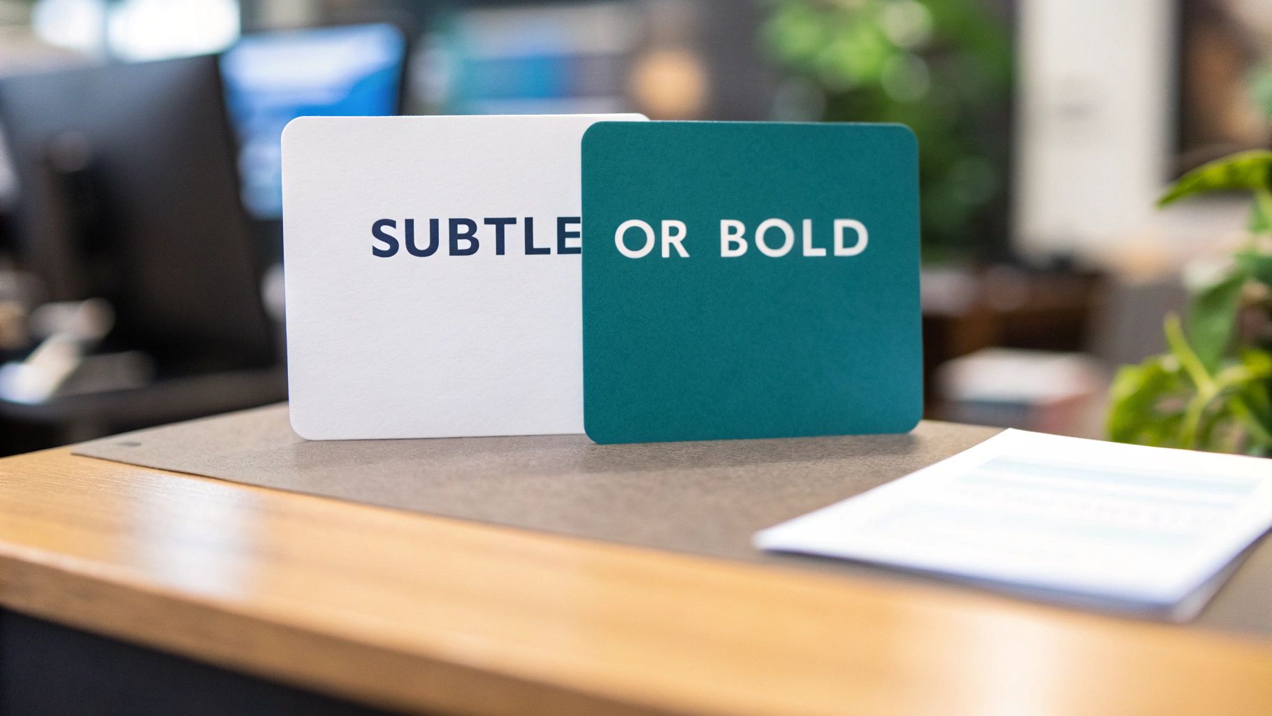 A close-up of different business cards showcasing various rounded corner radii.