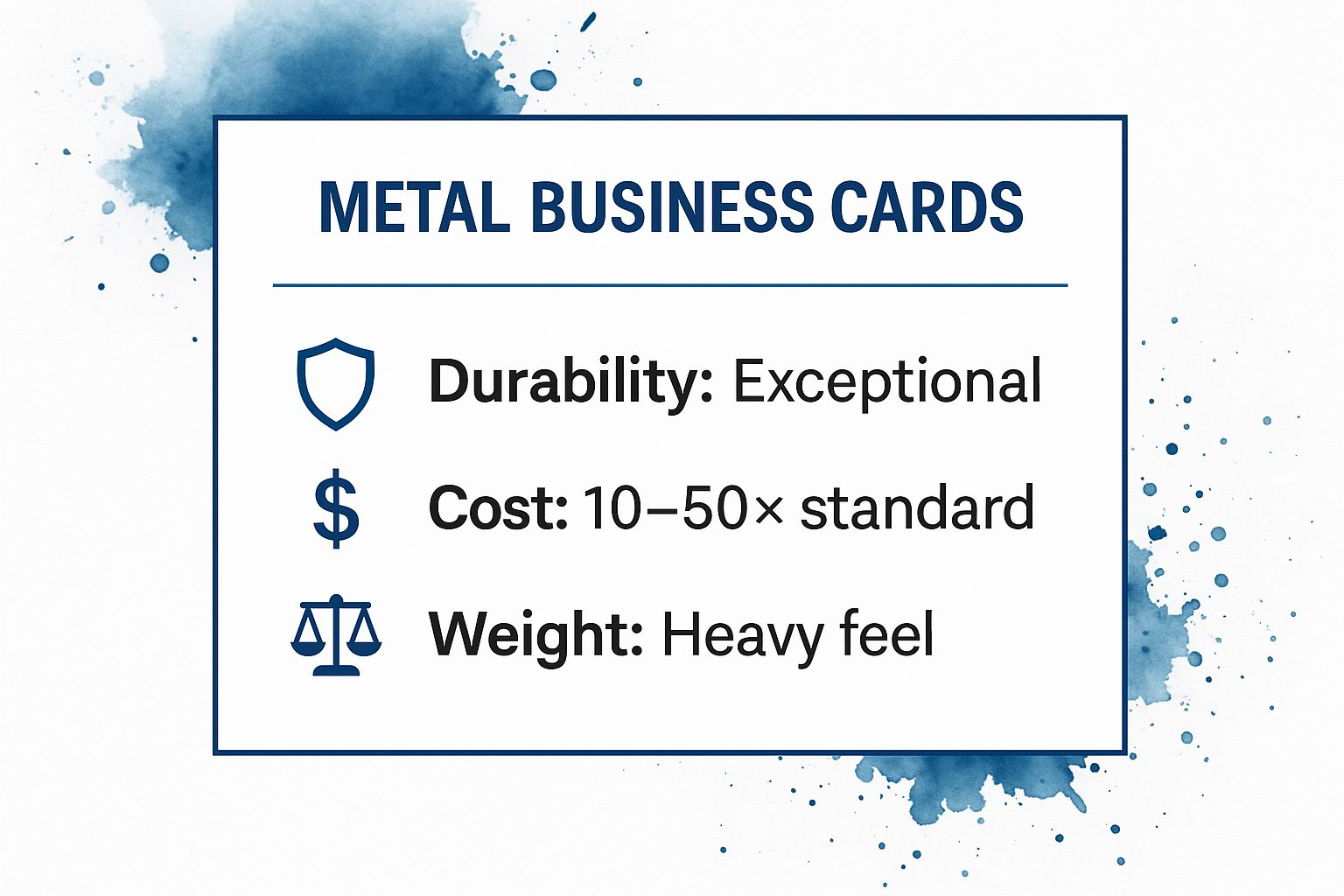 Infographic showing key data about Metal Business Cards