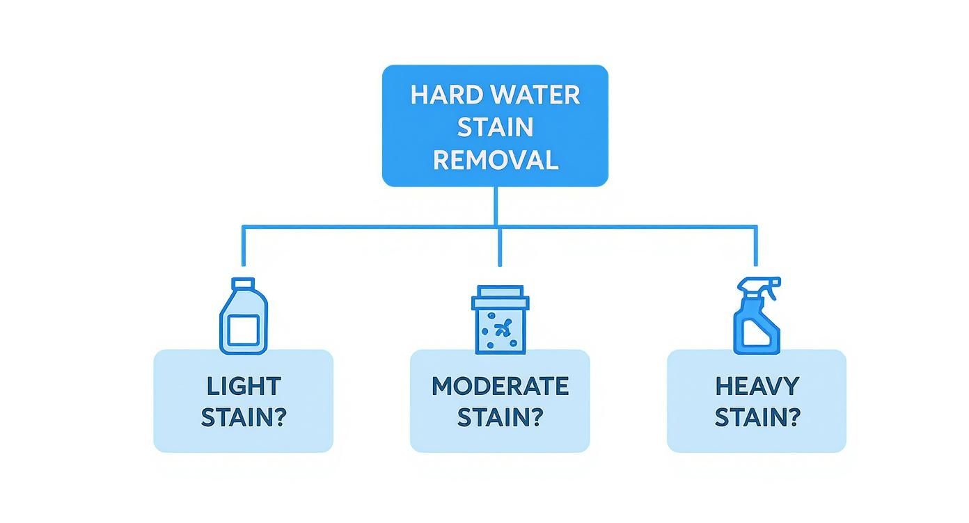 Infographic about how to remove hard water stains from window