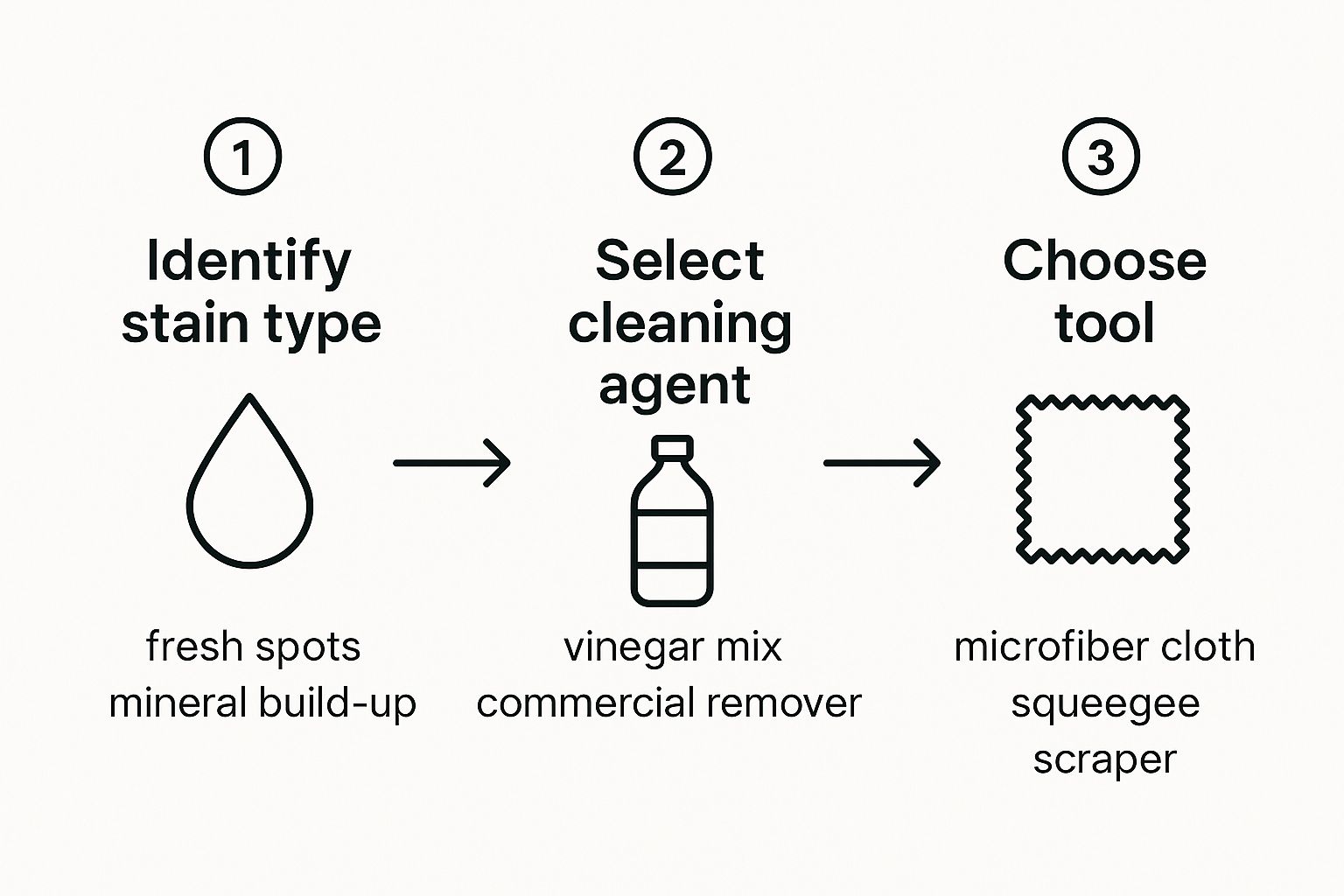 Infographic about how to get water stains off of windows