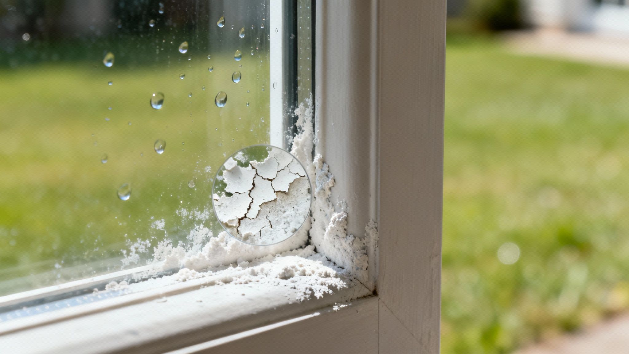 Person cleaning a window with a squeegee