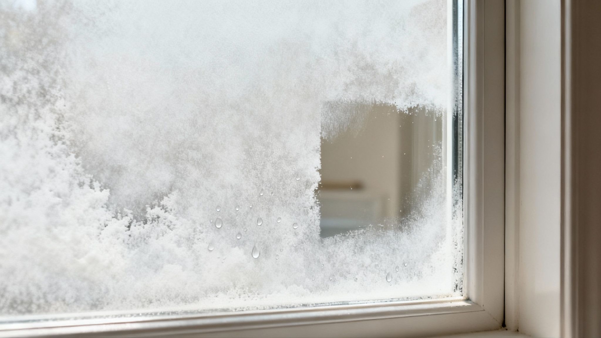 A person cleaning a window with a spray bottle and squeegee.