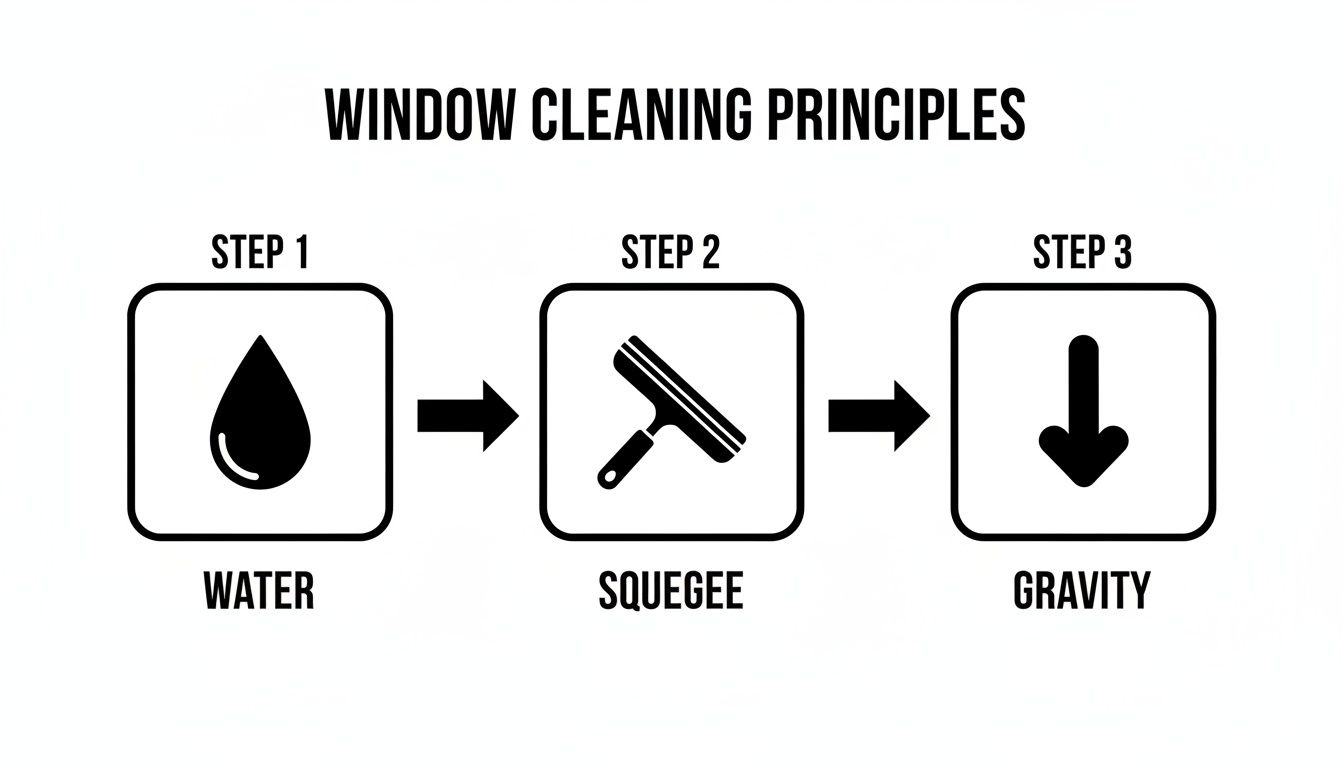 Infographic about what do professionals use to clean windows