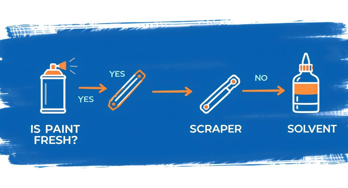 Infographic about how to remove spray paint from glass