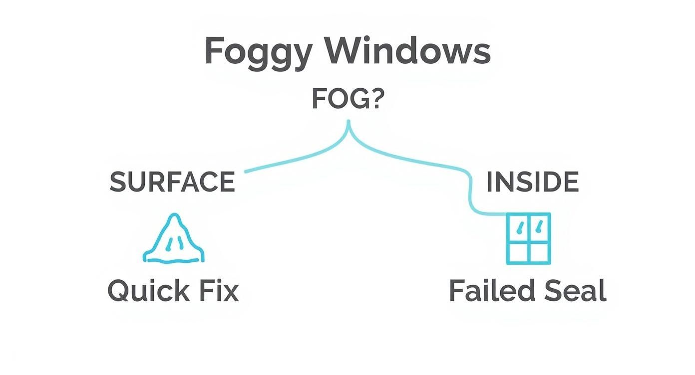 Infographic about how to clean foggy windows