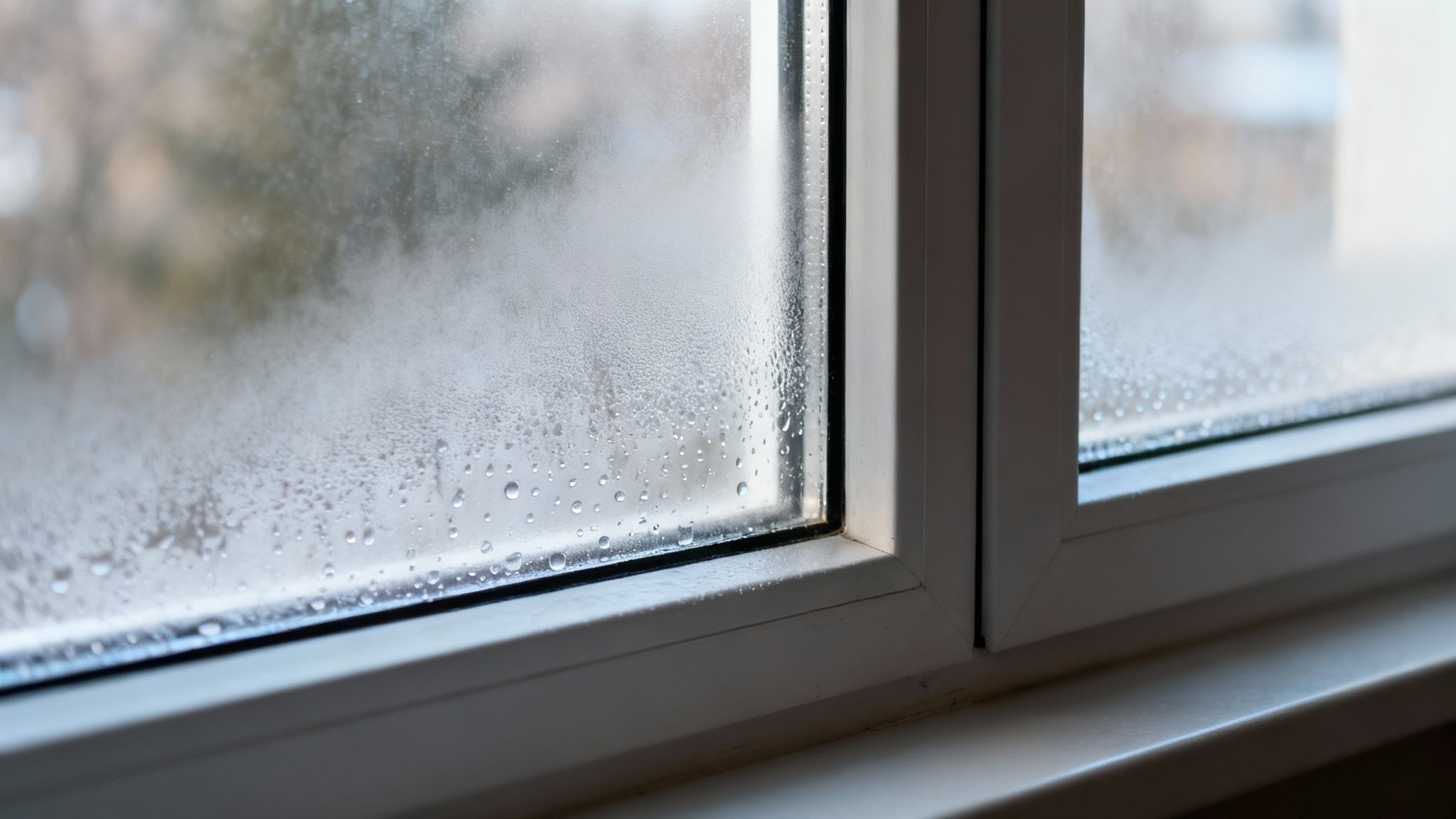 A person improving home ventilation to prevent window condensation.