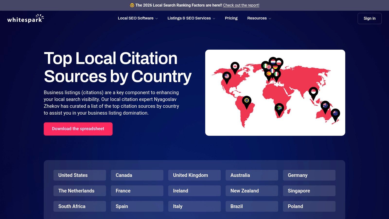 Whitespark: Top Local Citation Sources by Country