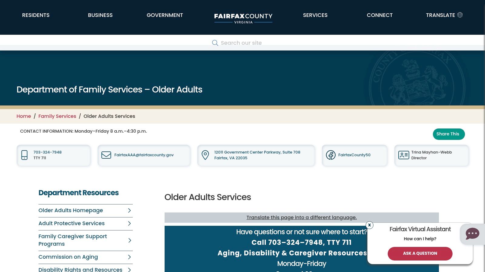 Fairfax County Older Adults Services (Fairfax Area Agency on Aging)
