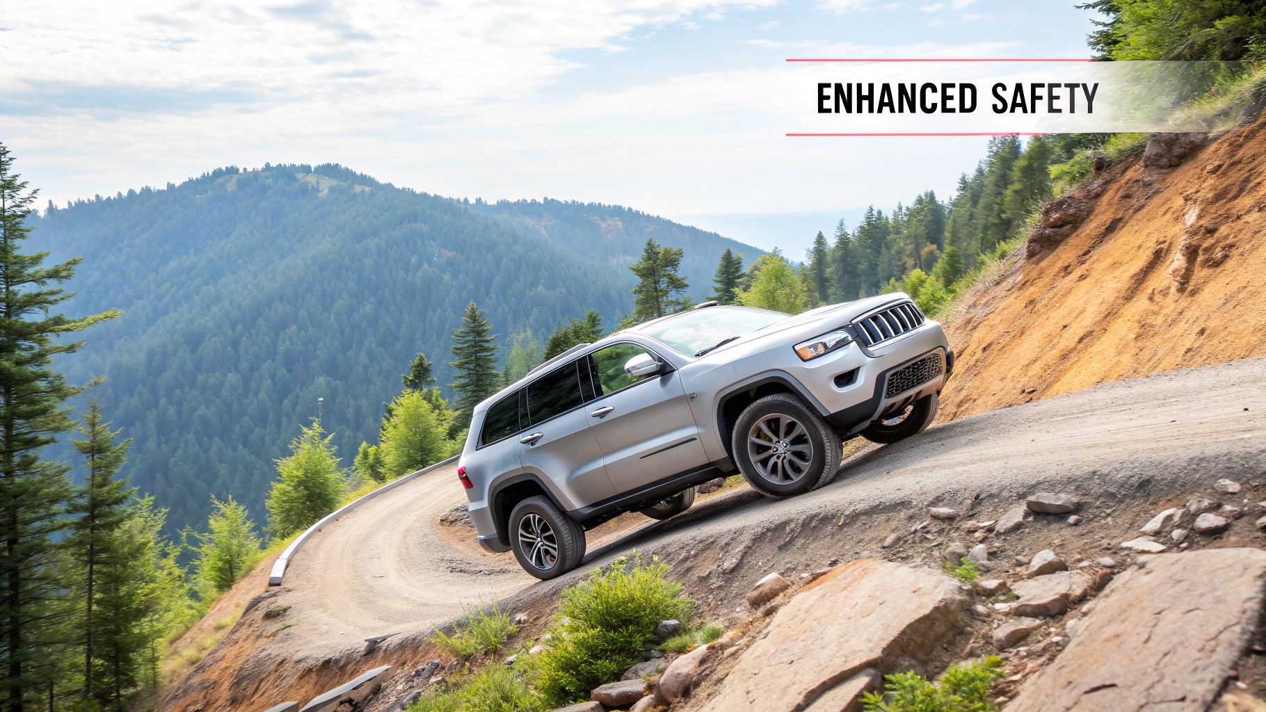 2025 Jeep Grand Cherokee Towing on a Mountain Road