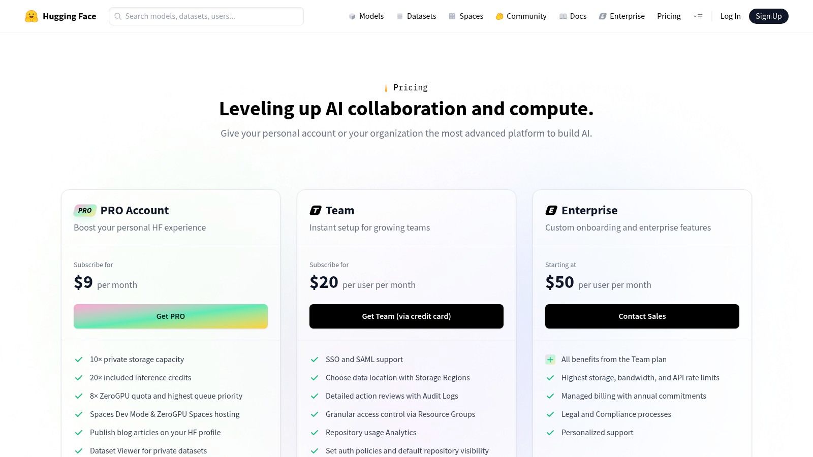 Hugging Face pricing plans, one of the best LLM optimization tools for AI visibility