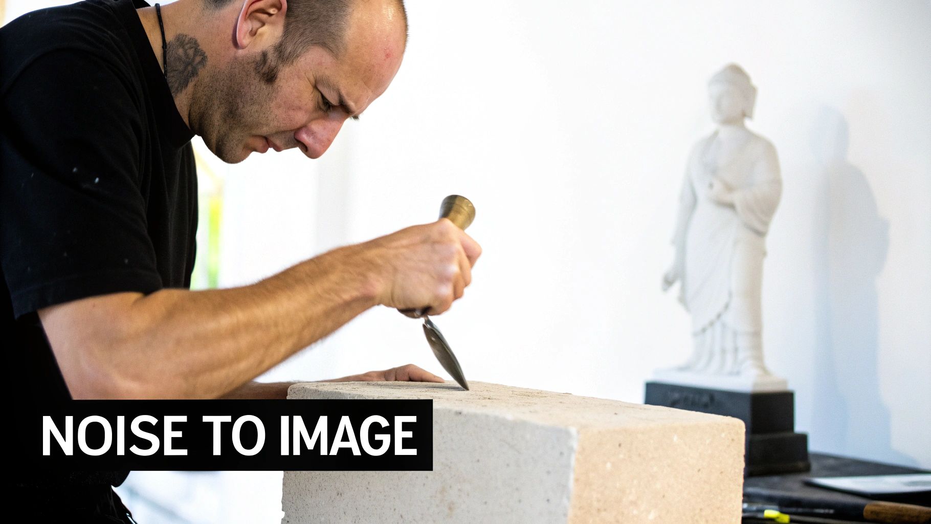 A visual representation of how a diffusion model generates an image from noise