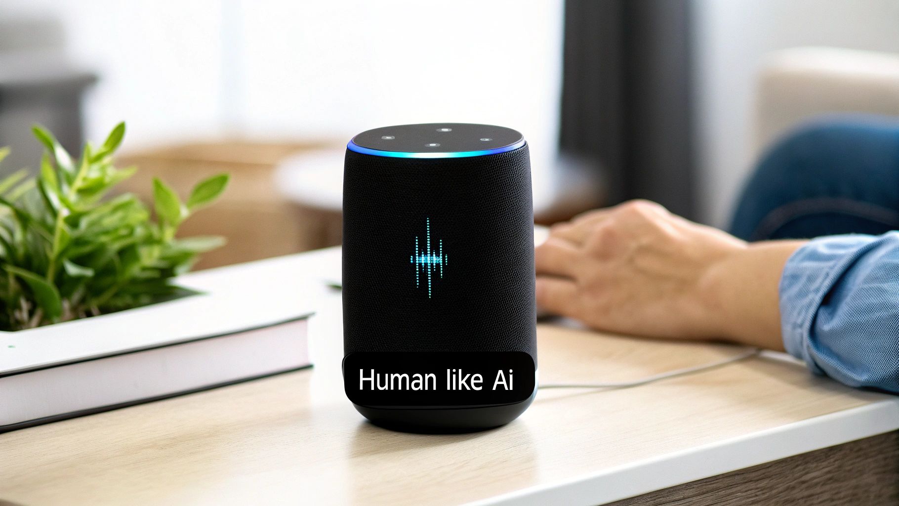 AI robot head with glowing neural networks, symbolizing the humanization of technology